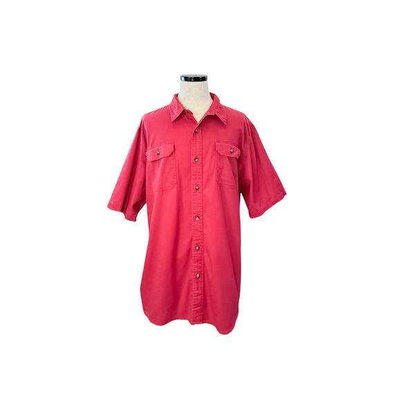 Wrangler Red Cotton Blend Short Sleeve Button-Up - 2XL - Picture 2 of 9